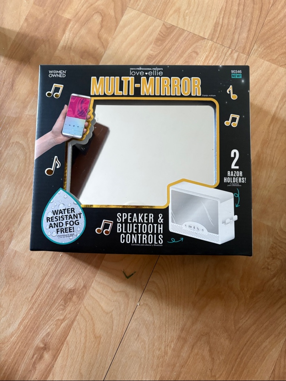 Shower Mirror with Speaker and Bluetooth Controls, Water Resistant, Fog Free